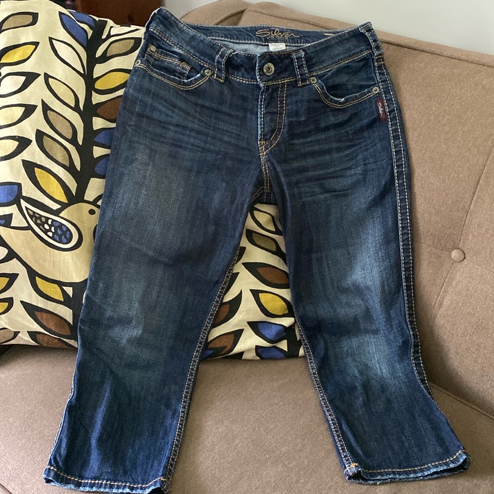 Silver Jeans Dark Indigo Cropped Ankle Jeans